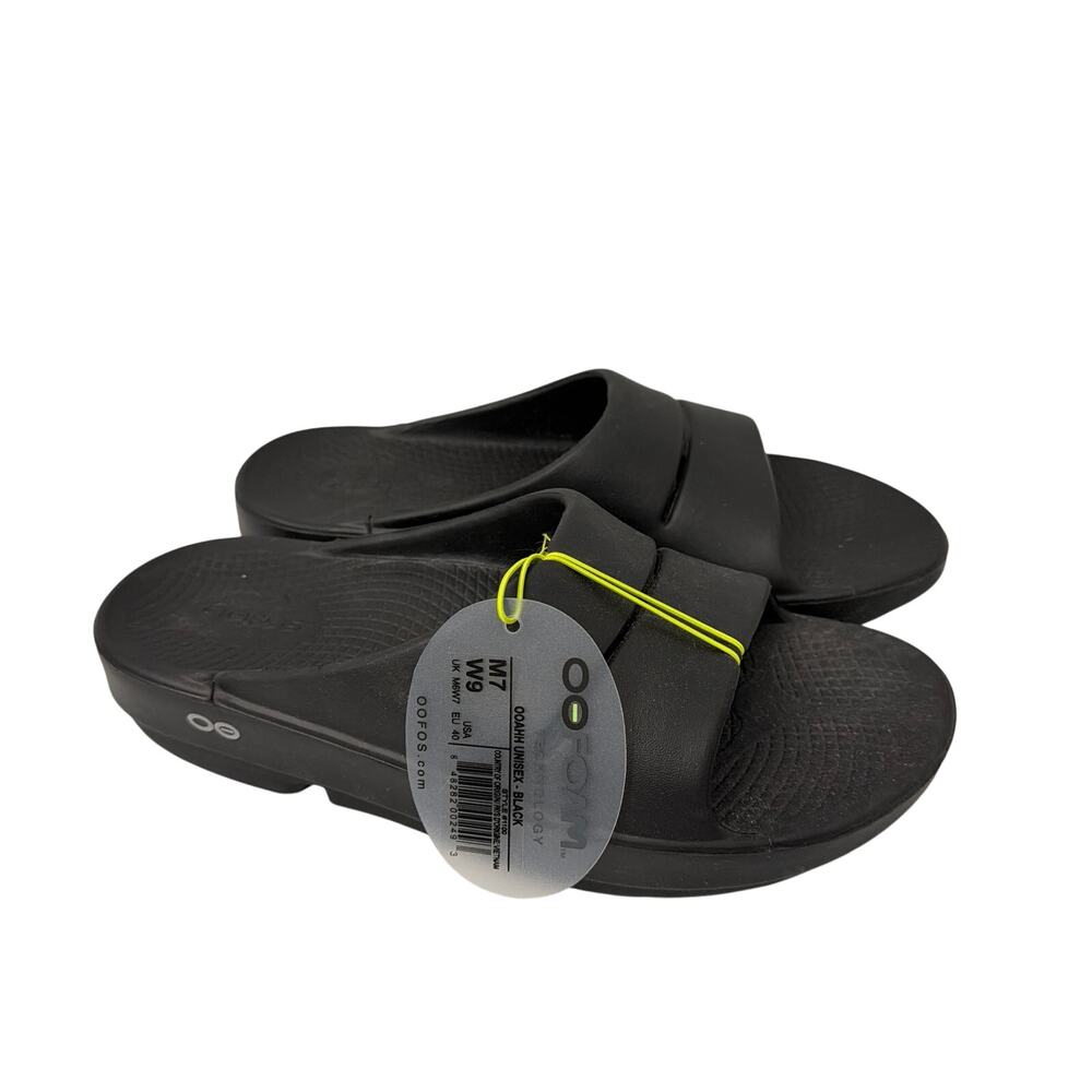 Oofos OOahh Slide Womens Size 9 Sandal Black Recovery Comfort Slip On New